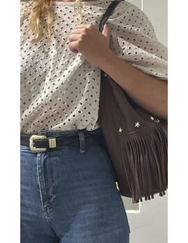 Bolso Mercules Bucket Fringes piel marrón