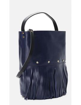 Bolso Mercules Bucket Fringes piel night blue