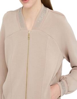 Chaqueta Liu.Jo con logos en cuello y puños beige