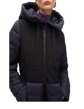 Parka Lola Casademunt plumas contraste marino