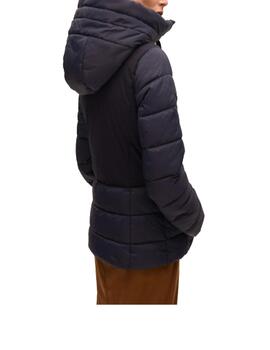 Parka Lola Casademunt plumas contraste marino