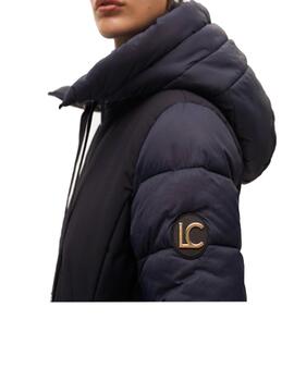 Parka Lola Casademunt plumas contraste marino