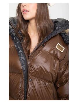 Parka Highly Preppy plumas largo oversize marrón