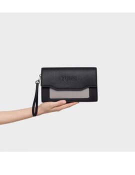 Clutch Tous Audree saffiano negr-gris