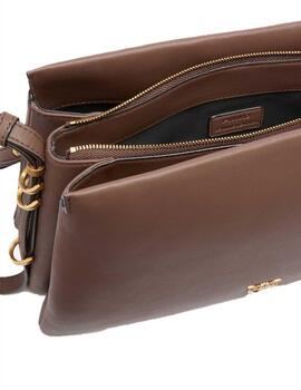 Bolso PinkoTriplet vitello morbido piel marrón
