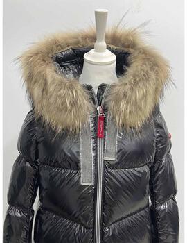 Parka Dichi Mireya negra brillo racoon natural