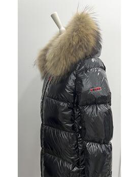Parka Dichi Mireya negra brillo racoon natural