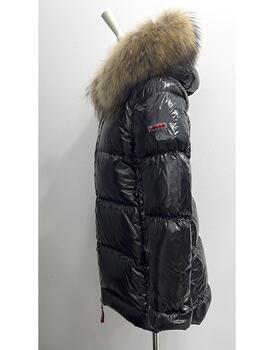 Parka Dichi Mireya negra brillo racoon natural
