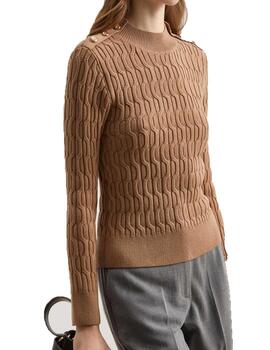 Jersey Decenio dibujo trenza camel