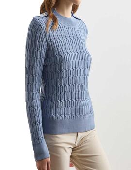 Jersey Decenio dibujo trenza azul cielo
