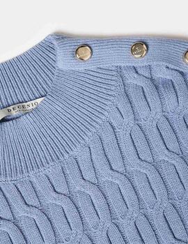 Jersey Decenio dibujo trenza azul cielo
