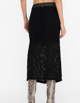 Falda Liu Jo de encaje con denim negra
