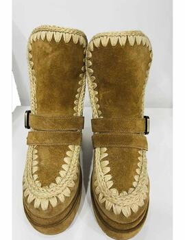 Botín Mou plataforma Bootie con hebilla camel