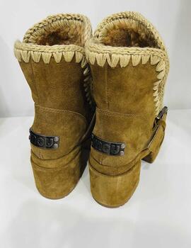 Botín Mou plataforma Bootie con hebilla camel