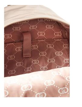 Mochila Liu.jo con logo en lona beige
