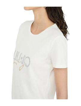 Camiseta Liu Jo serigrafía logo plata/oro