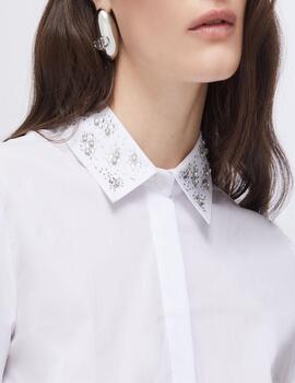 Camisa Liu Jo con strass en el cuello blanca