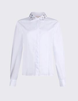 Camisa Liu Jo con strass en el cuello blanca