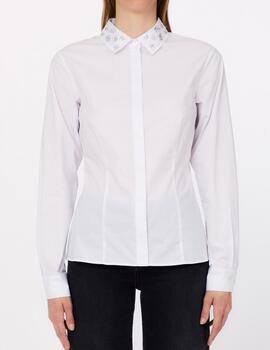 Camisa Liu Jo con strass en el cuello blanca
