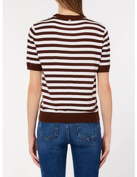 Jersey Liu Jo estampado floral y punto a rayas