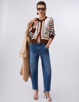 Chaqueta Liu Jo estampado floral y punto a rayas