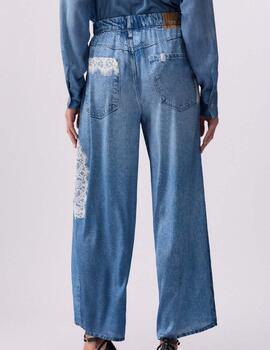 Pantalón Liu Jo trampantojo estampado  encaje