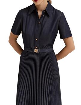 Vestido Lion Of  Porches camisero plisado