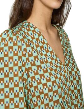 Vestido MDM estampado geométrico manga codo