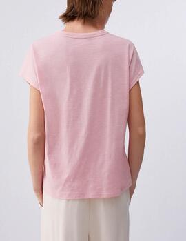 Camiseta Liu Jo rosa con logo en piedras