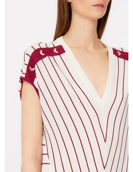 Vestido Liu Jo punto fino rayas escote pico