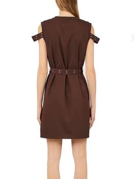 Vestido Liu Jo detalle eyelets mangas marrón