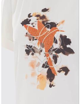 Camiseta Liu Jo pajarito y logo en strass