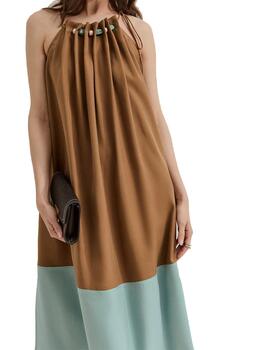 Vestido Lion Of Porches bicolor detalle collar