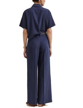 Pantalón Lion Of Porhes lino pierna ancha azul