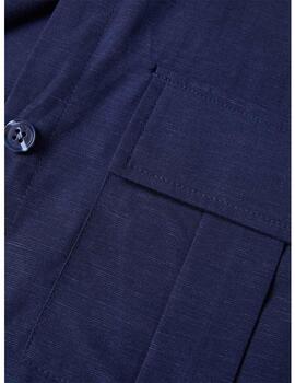 Camisa Lion Of Porches lino azul marino