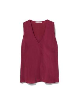Top Decenio tencel escote en pico berenjena