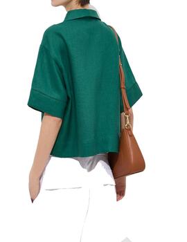 Camisa  Decenio escote pìco lino verde