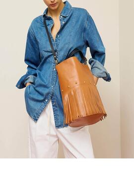 Bolso Mercules Bucket Fringes cognac