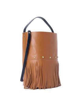 Bolso Mercules Bucket Fringes cognac
