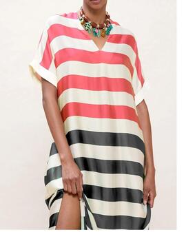 Vestido Lola Casademunt largo rayas tricolor