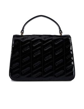 BOLSO TOP LETRAS CHAROL NEGRO