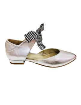 ZAPATO PLATA CON LAZO VICHY