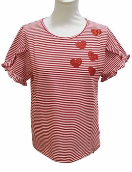 CAMISETA LISTAS CON CORAZONES BRILLI