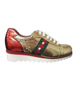 ZAPATO PITON ORO CON CINTA GUCCI