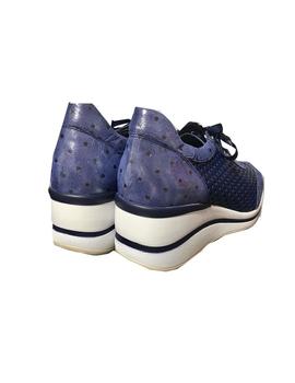 ZAPATO PIEL REJILLA Y LUNARES MARINO