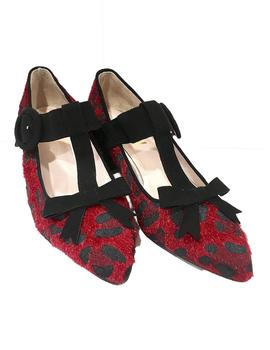 ZAPATO PELO NATURAL PRINT ROJO