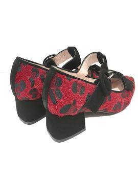 ZAPATO PELO NATURAL PRINT ROJO