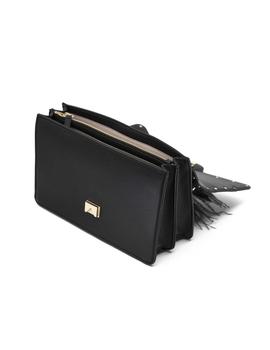 BOLSO DE MANO ' DARSENA ' CON PLUMAS, NEGRO