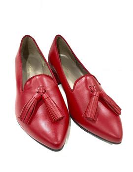 MOCASIN BORLAS PIEL ROJO