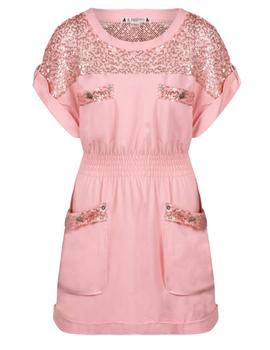 VESTIDO HIGHLY PREPPY RED SEQUINS ROSA